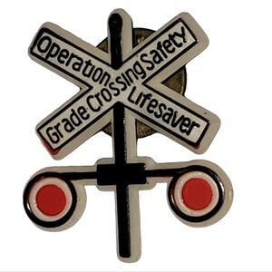 Operation Lifesaver Grade Crossing Safety Railroad Vntg Lapel Pin Trains Grandpa